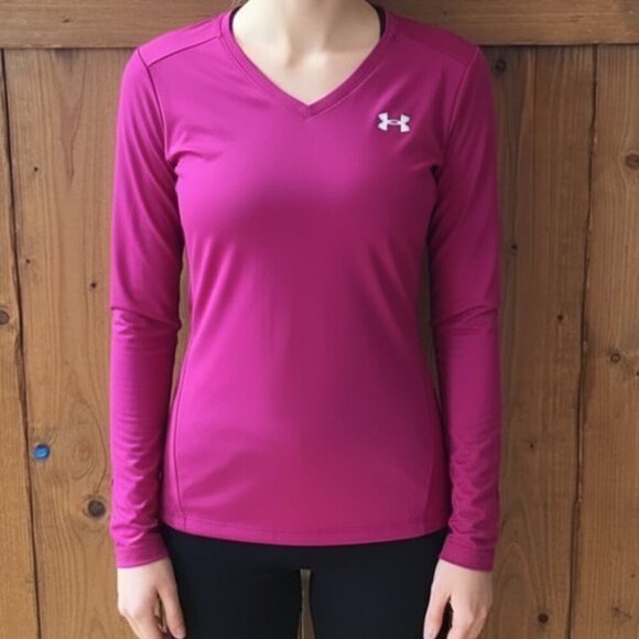 Under Armour Pink Fitted Long Sleeve Tee | Women’s Size Medium - Picture 1 of 6